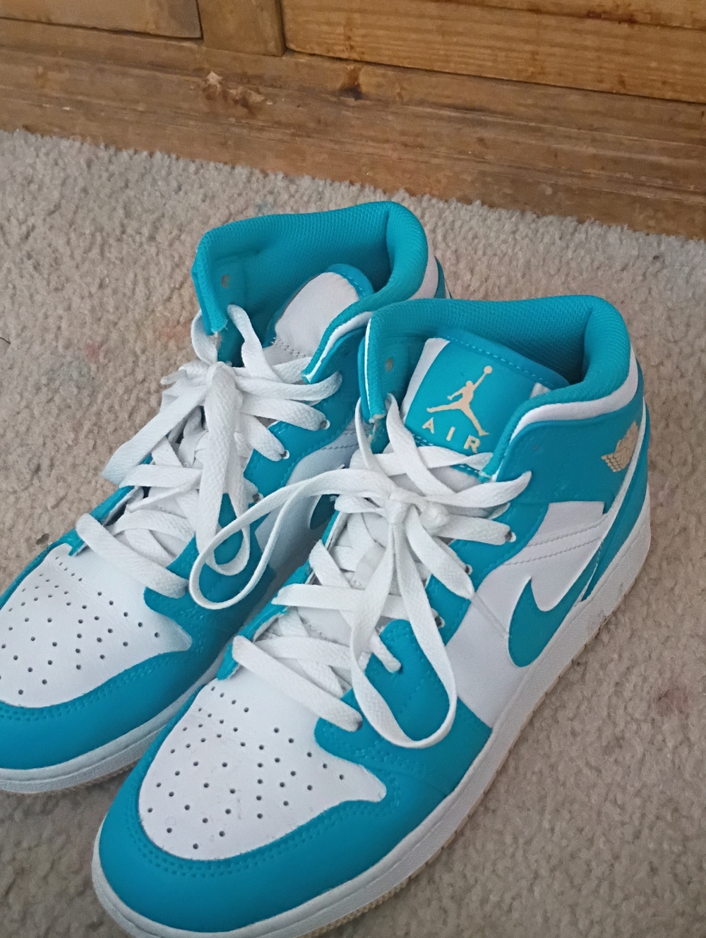 Jordan Kids' Mid-Top Sneakers in Turquoise and White